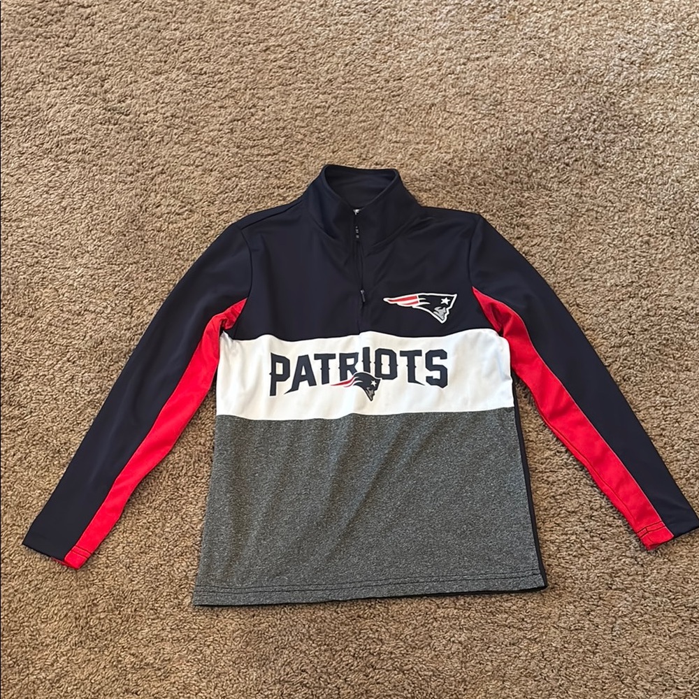 NFL Patriots Blue and Red Quarter-Zip Sweatshirt